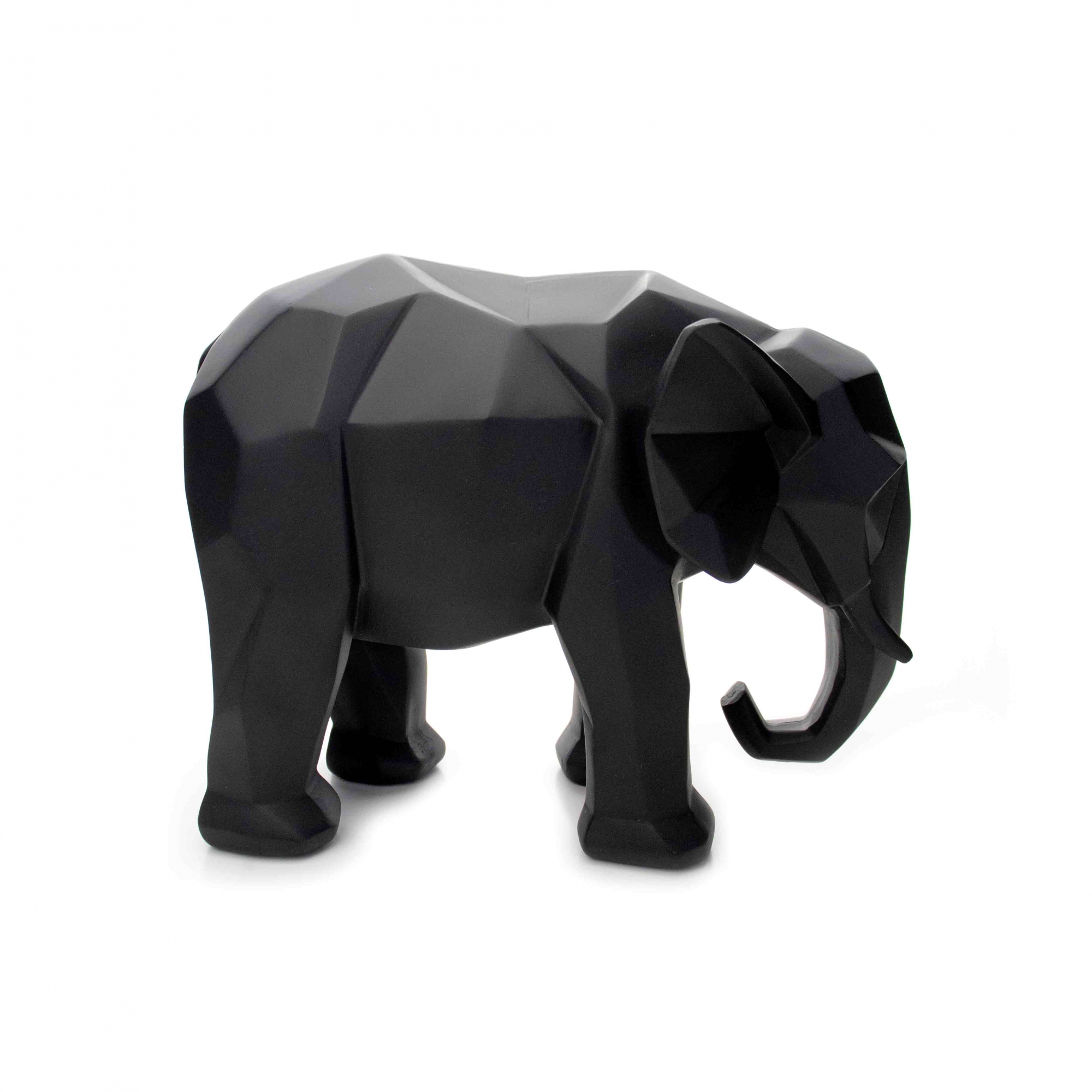 Escultura Elefante em Poliresina Preto 20x25x13 cm - D'Rossi