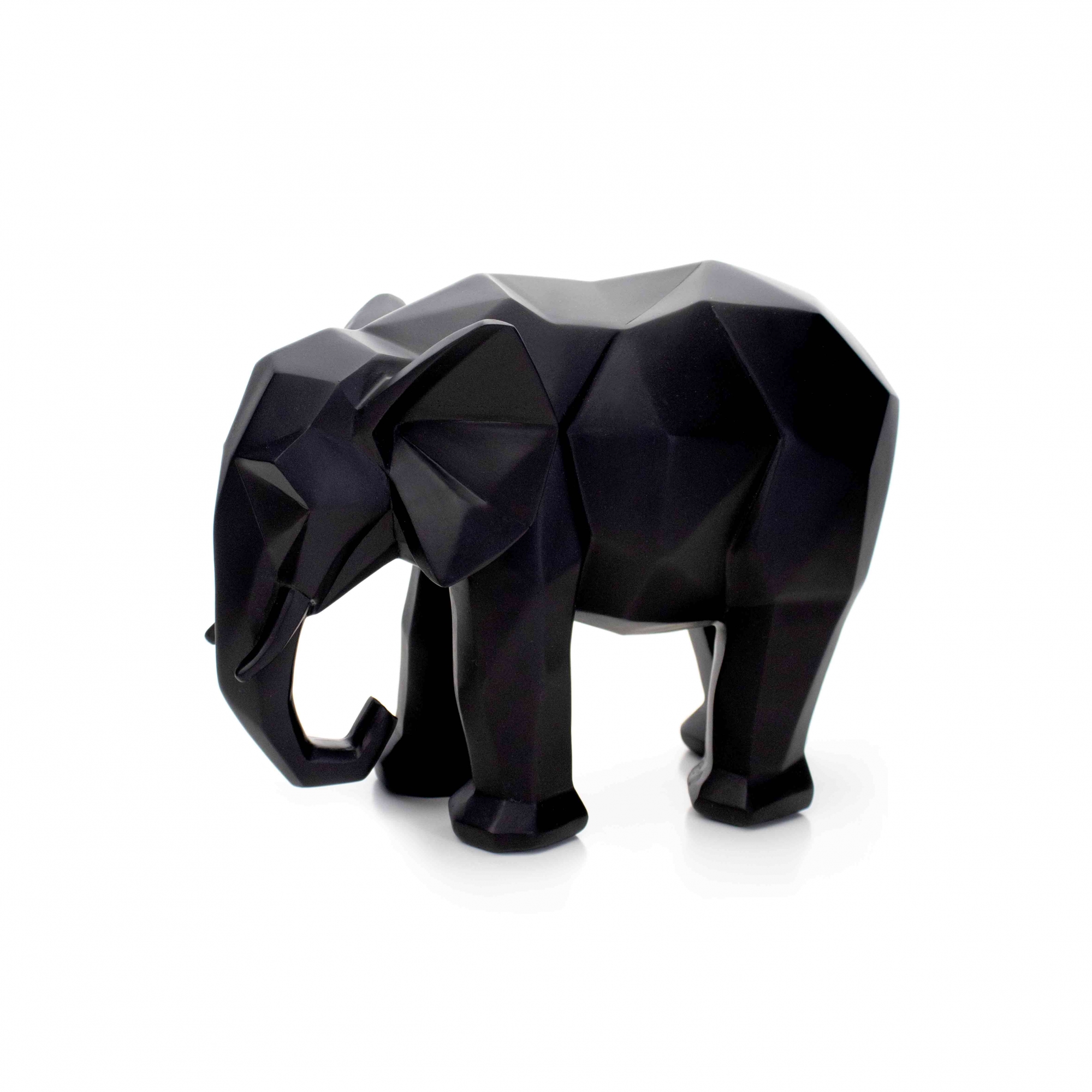 Escultura Elefante em Poliresina Preto 20x25x13 cm - D'Rossi