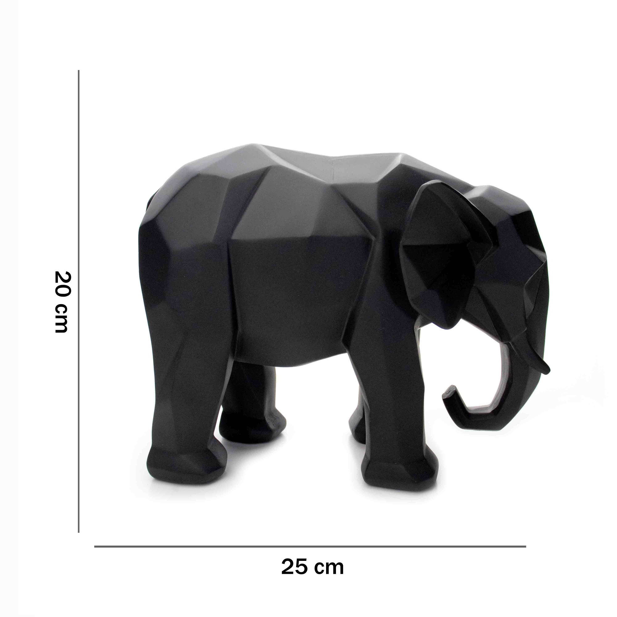 Escultura Elefante em Poliresina Preto 20x25x13 cm - D'Rossi