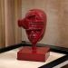 Escultura Máscara Rosto Cego em Cerâmica Vermelho Ocre 25x15 cm - D'Rossi