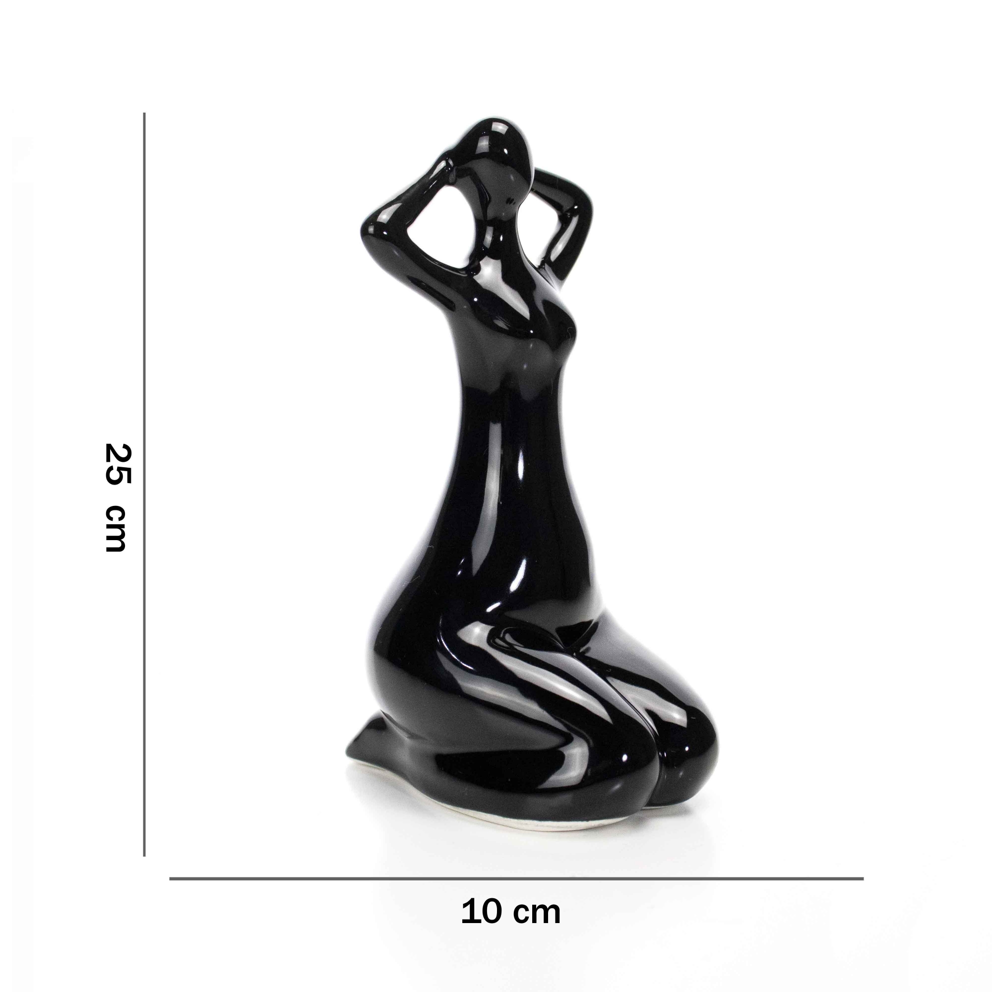 Escultura Mulher em Porcelana Preto 25x10 cm - D'Rossi