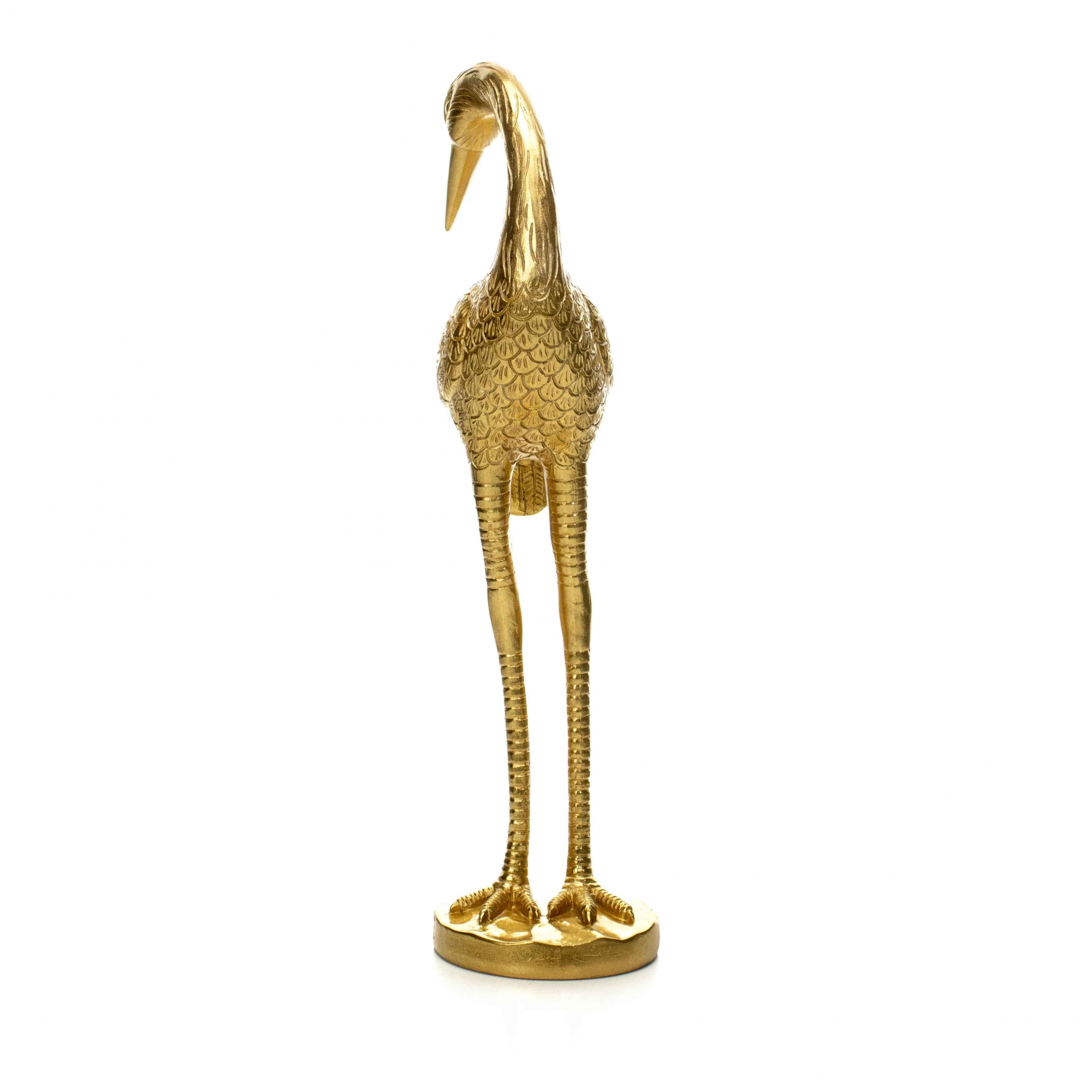 Escultura Pássaro em Poliresina Dourado 40x14 cm - D'Rossi
