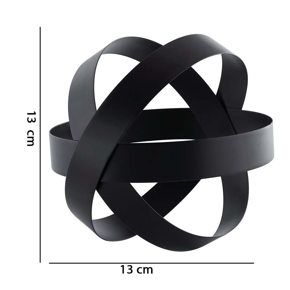 Escultura de Esfera Decorativa Preto em Metal 13 cm - D'Rossi
