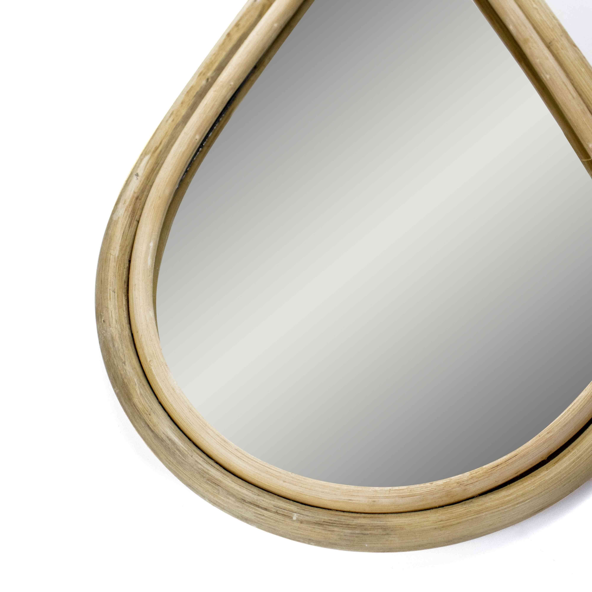 Espelho Decorativo Gota Em Rattan Madeira Oval 75x40 Cm - D'Rossi