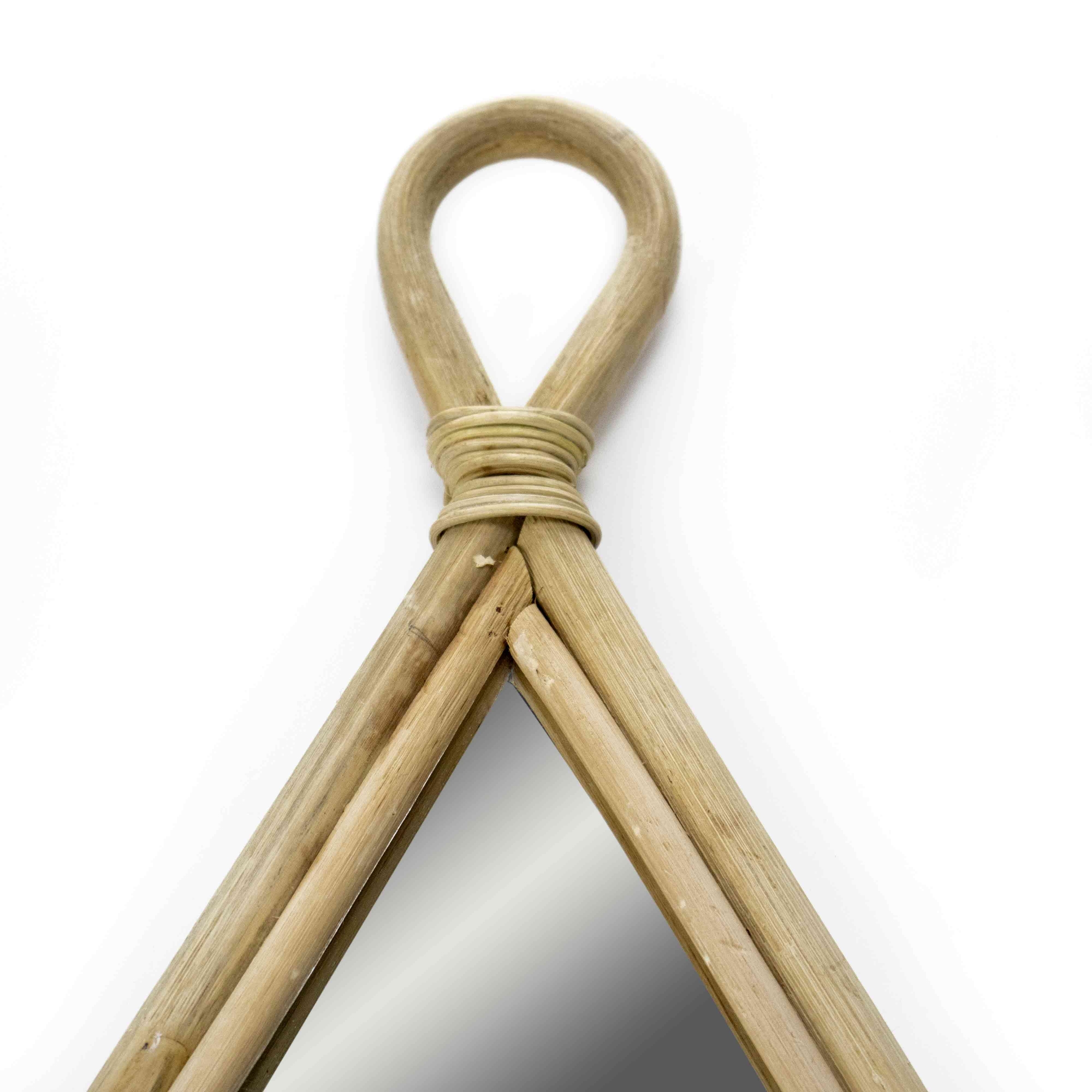Espelho Decorativo Gota Em Rattan Madeira Oval 75x40 Cm - D'Rossi