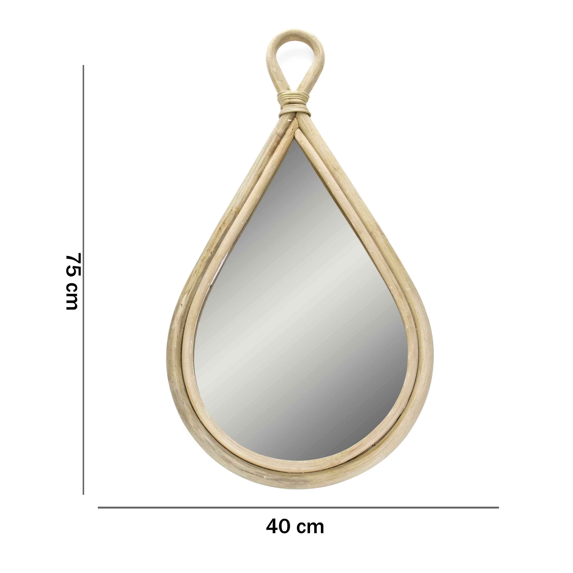 Espelho Decorativo Gota Em Rattan Madeira Oval 75x40 Cm - D'Rossi