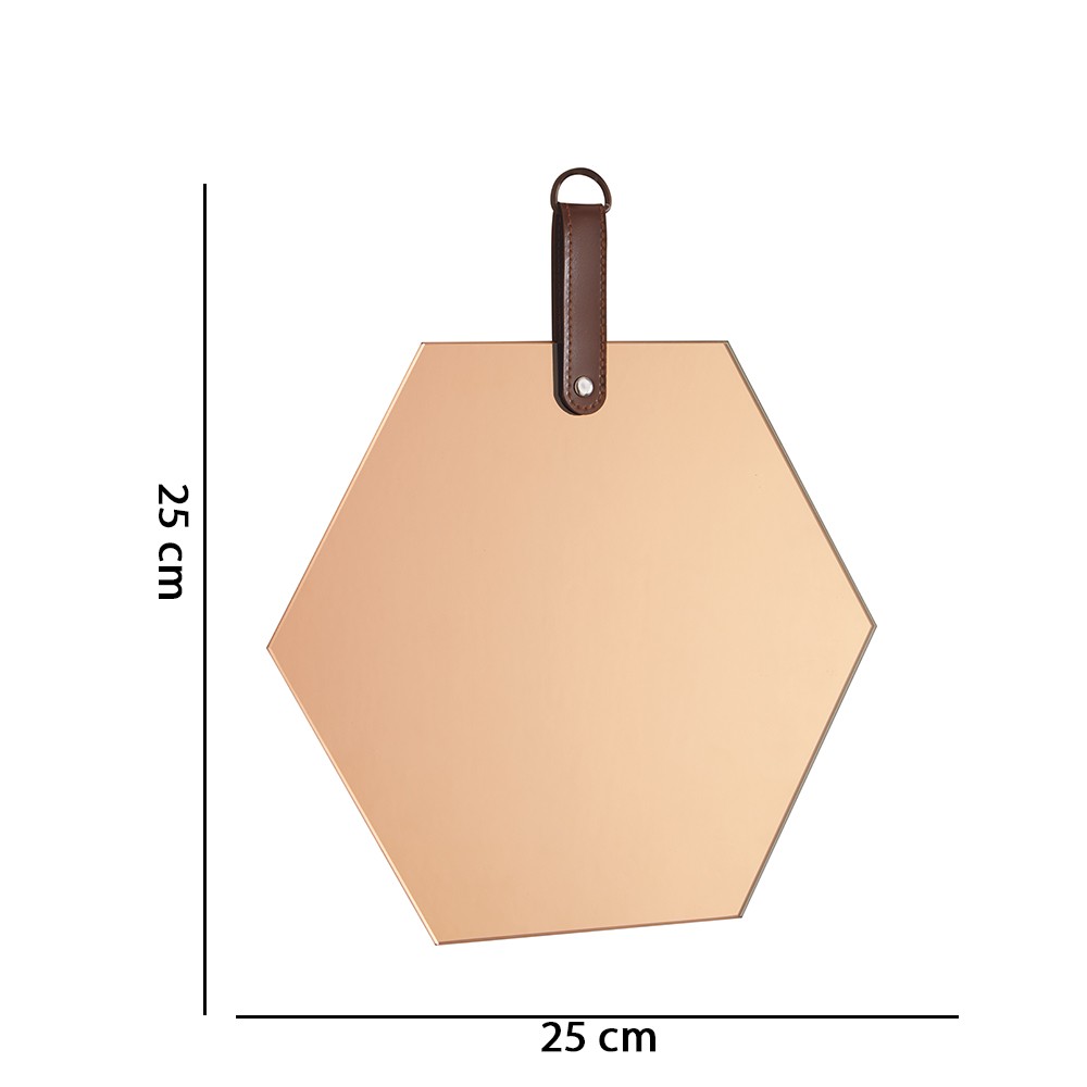Espelho Hexágono em Vidro Cobre 25x25 cm - D'Rossi