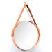 Espelho Redondo 35 cm Decorativo Adnet Cobre Escandinavo com Alça de Couro - D'Rossi