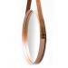 Espelho Redondo 35 cm Decorativo Adnet Cobre Escandinavo com Alça de Couro - D'Rossi