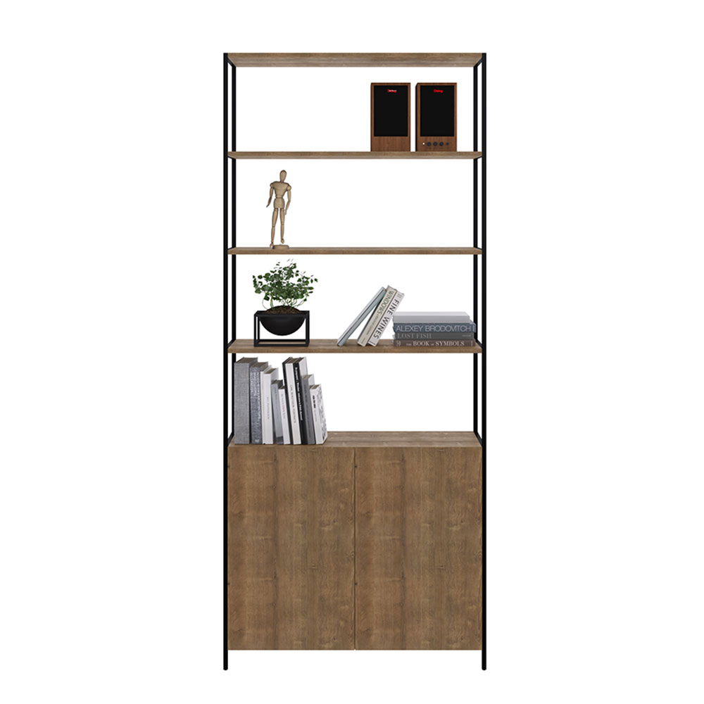 Estante Multiuso Steel Quadra 02 Portas Estilo Industrial Vermont e Preto - D'Rossi