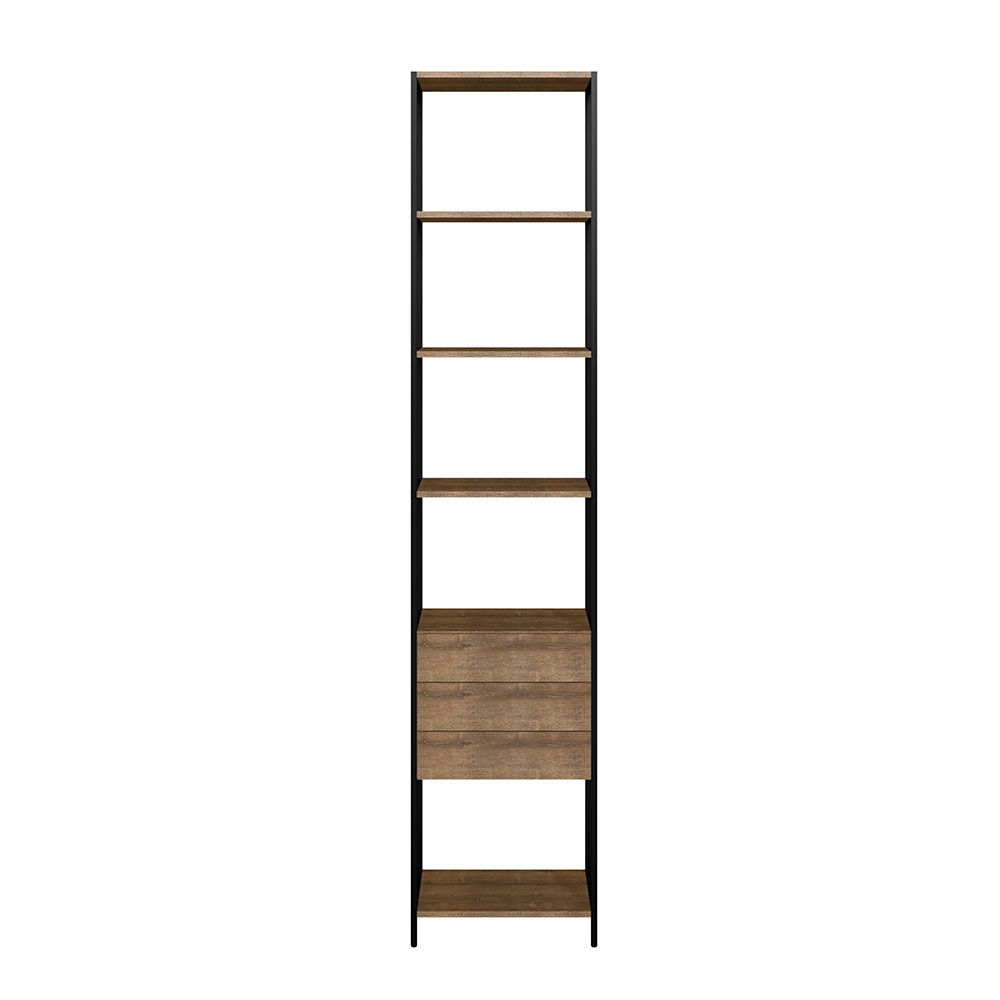 Estante Multiuso Steel Quadra com 03 Gavetas Estilo Industrial Vermont e Preto - D'Rossi