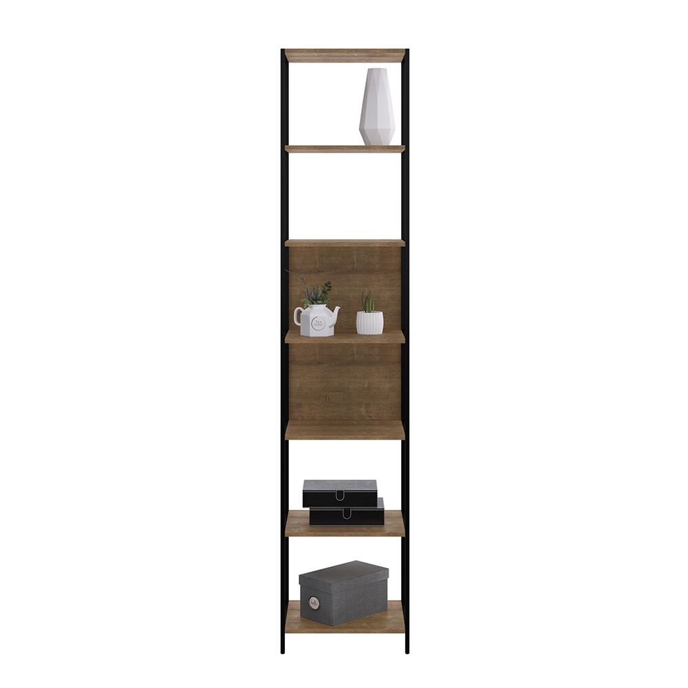Estante Multiuso Steel Quadra com 07 Prateleiras Estilo Industrial Vermont e Preto 45 cm - D'Rossi