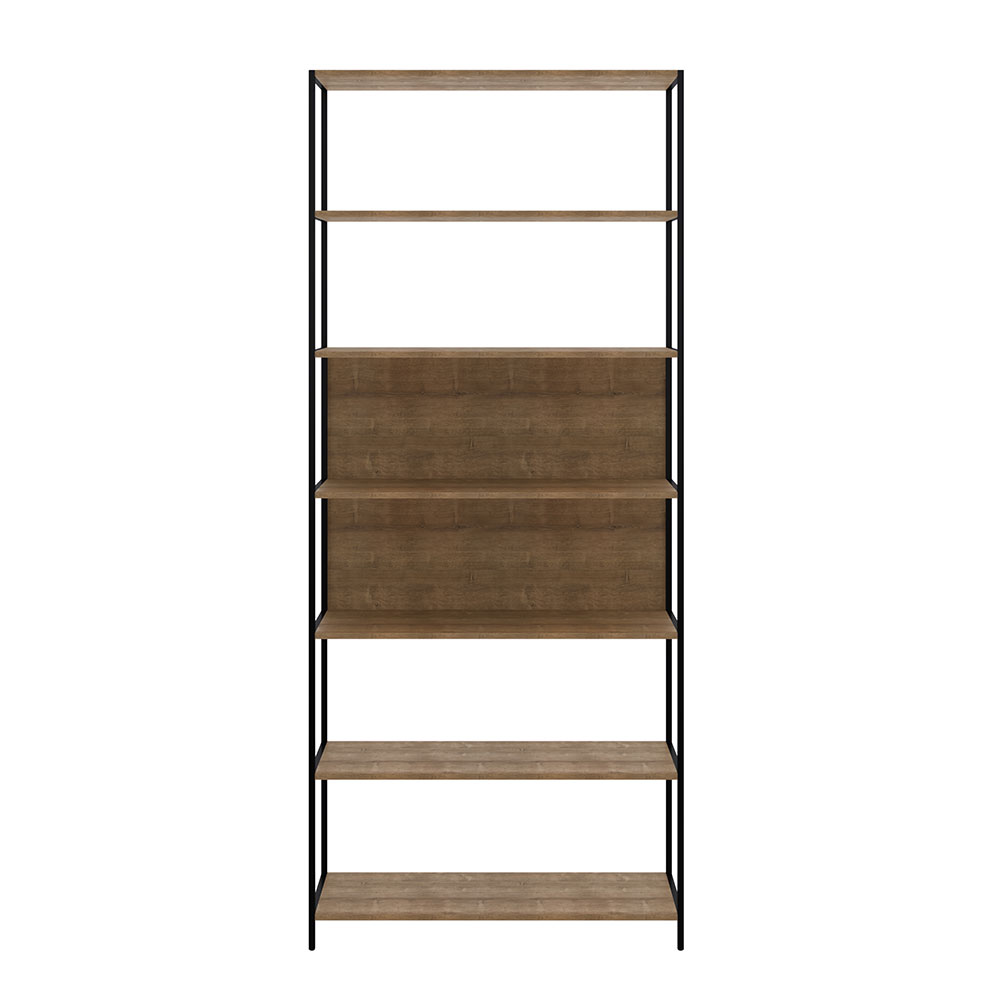 Estante Multiuso Steel Quadra com 07 Prateleiras Estilo Industrial Vermont e Preto 90 cm - D'Rossi