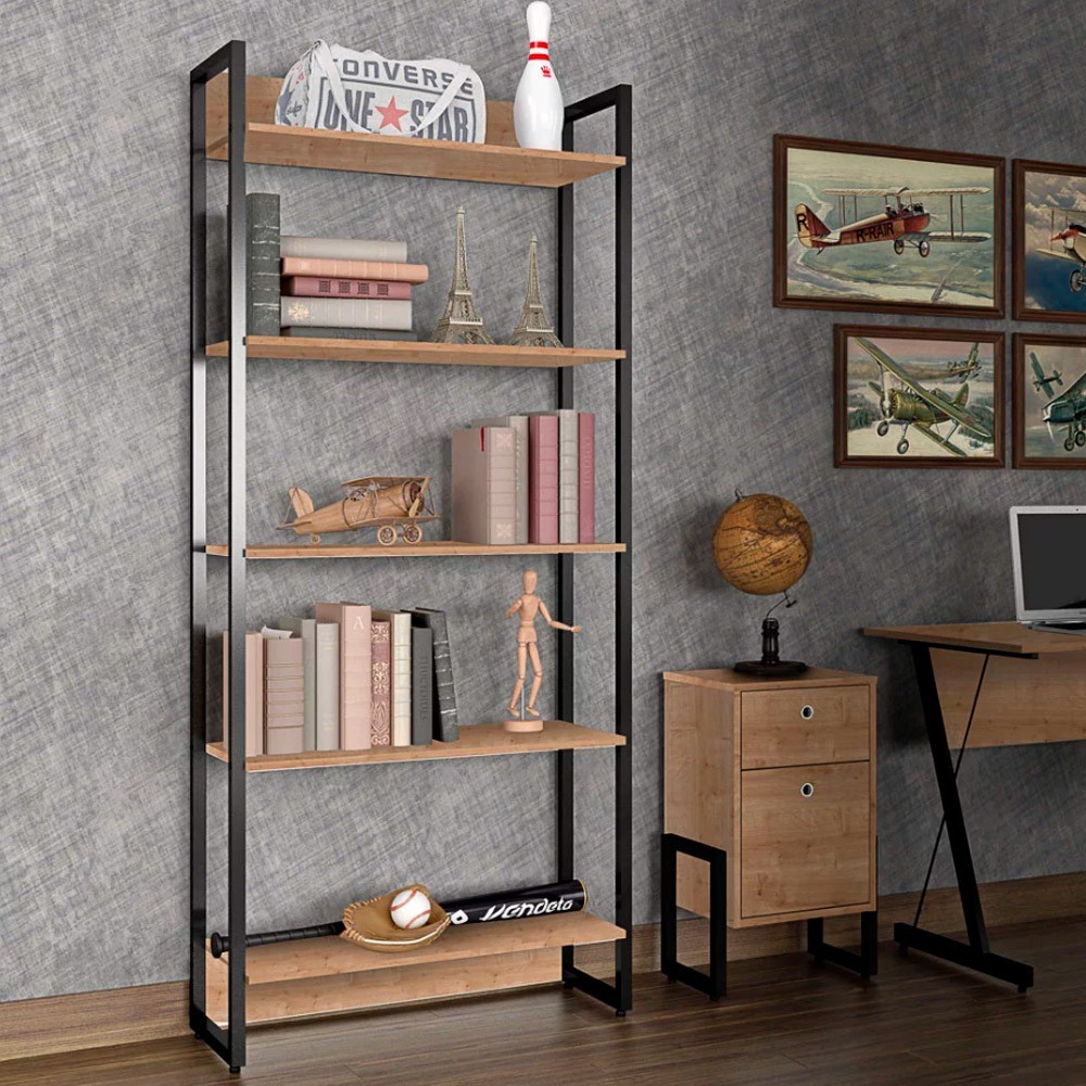 Estante Porto 80cm Com 5 Prateleiras Natural D'Rossi