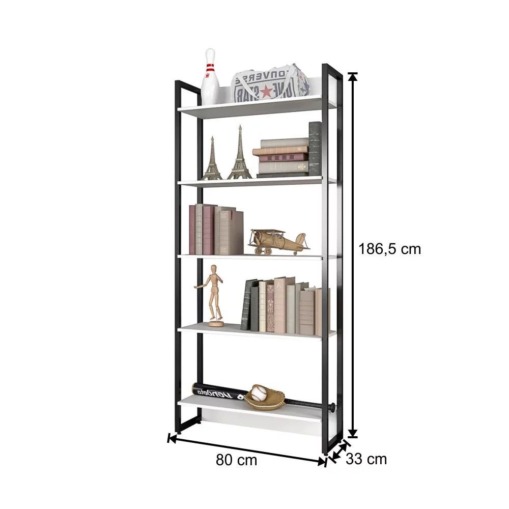 Estante Porto 80cm Com 5 Prateleiras Natural D'Rossi