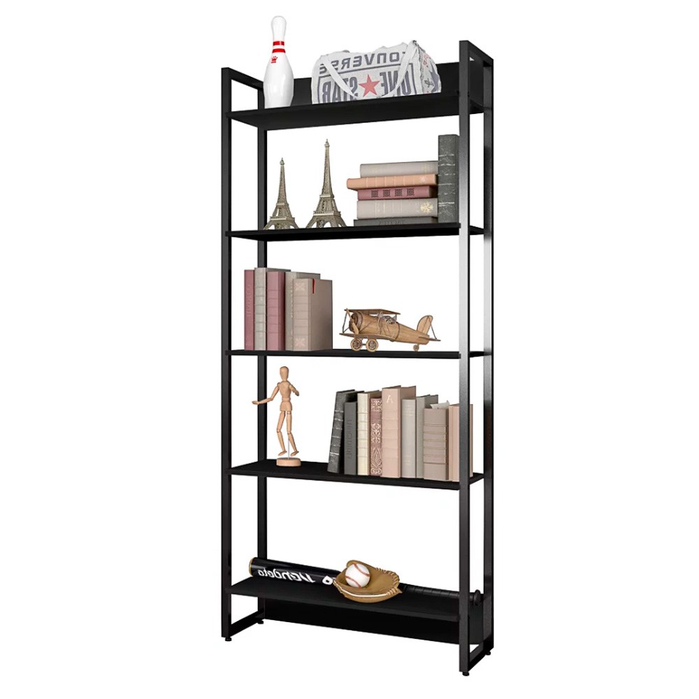 Estante Porto 80cm Com 5 Prateleiras Preto D'Rossi