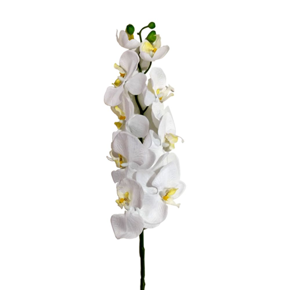 Flor Orquídea Phalaenopsis Artificial Branco 77 cm - D'Rossi