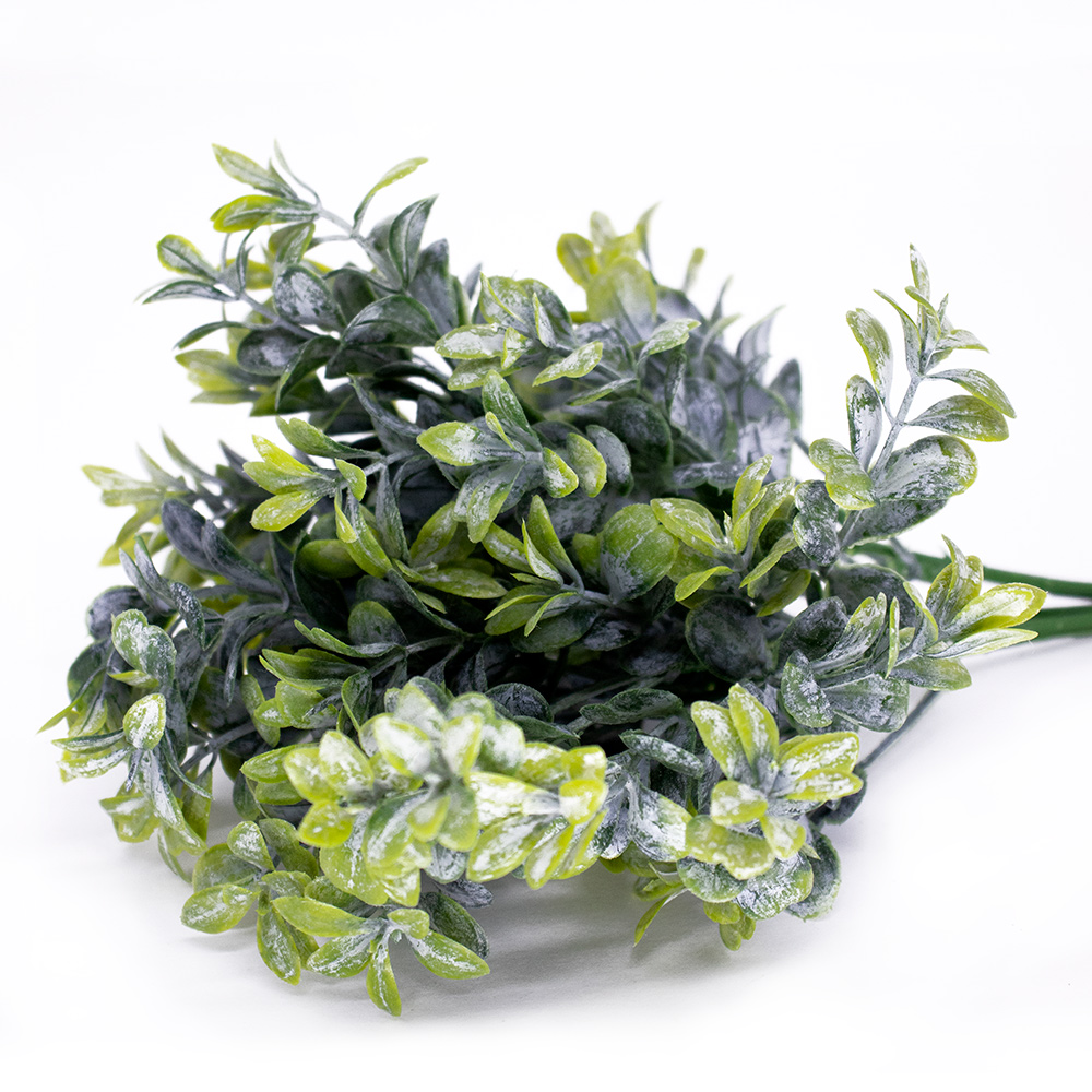 Folhagem  Buxo Verde Orvalho com Powder Plástico 13x33 cm - D'Rossi