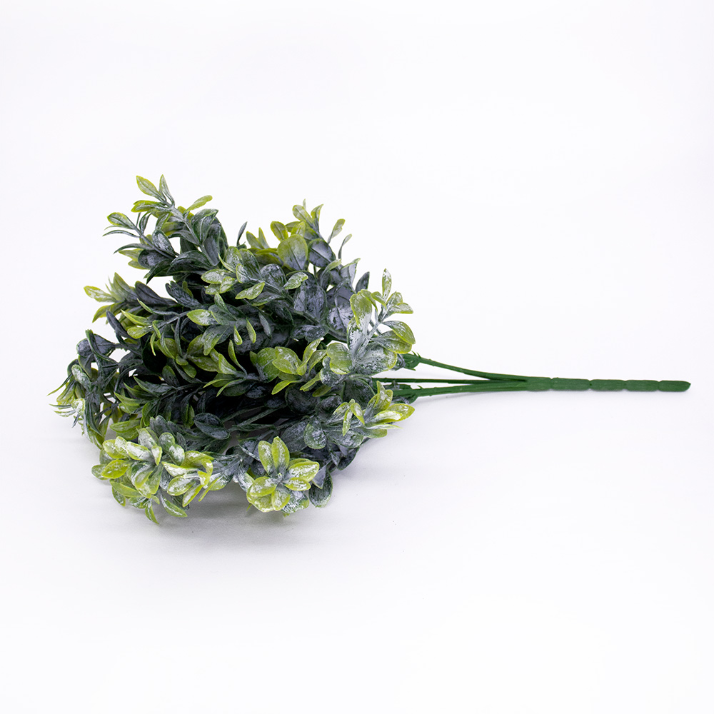 Folhagem  Buxo Verde Orvalho com Powder Plástico 13x33 cm - D'Rossi