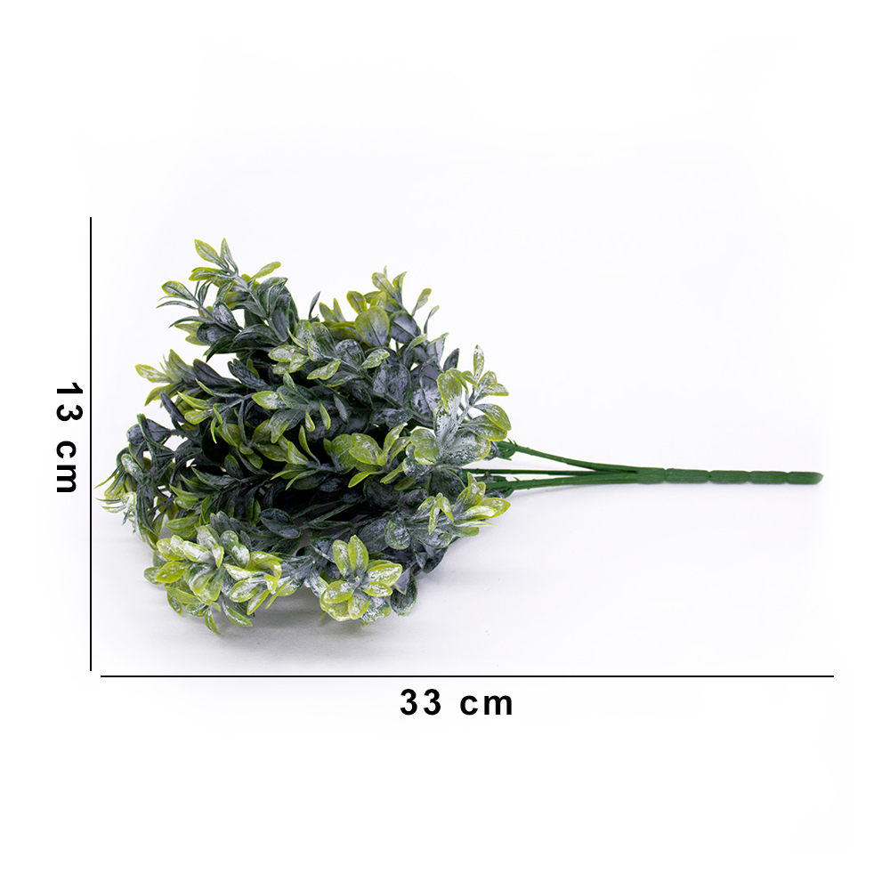 Folhagem  Buxo Verde Orvalho com Powder Plástico 13x33 cm - D'Rossi
