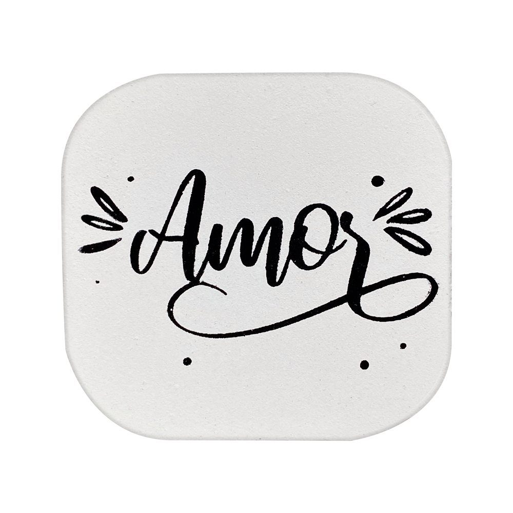 Gancho Suporte Decorativo de madeira Amor Branco 6x6x5 cm - D'Rossi