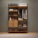 Guarda Roupa Closet Modulado 02 Torres Gaveteiro e Cabideiro Freijó com Preto Fosco Industrial - D'Rossi