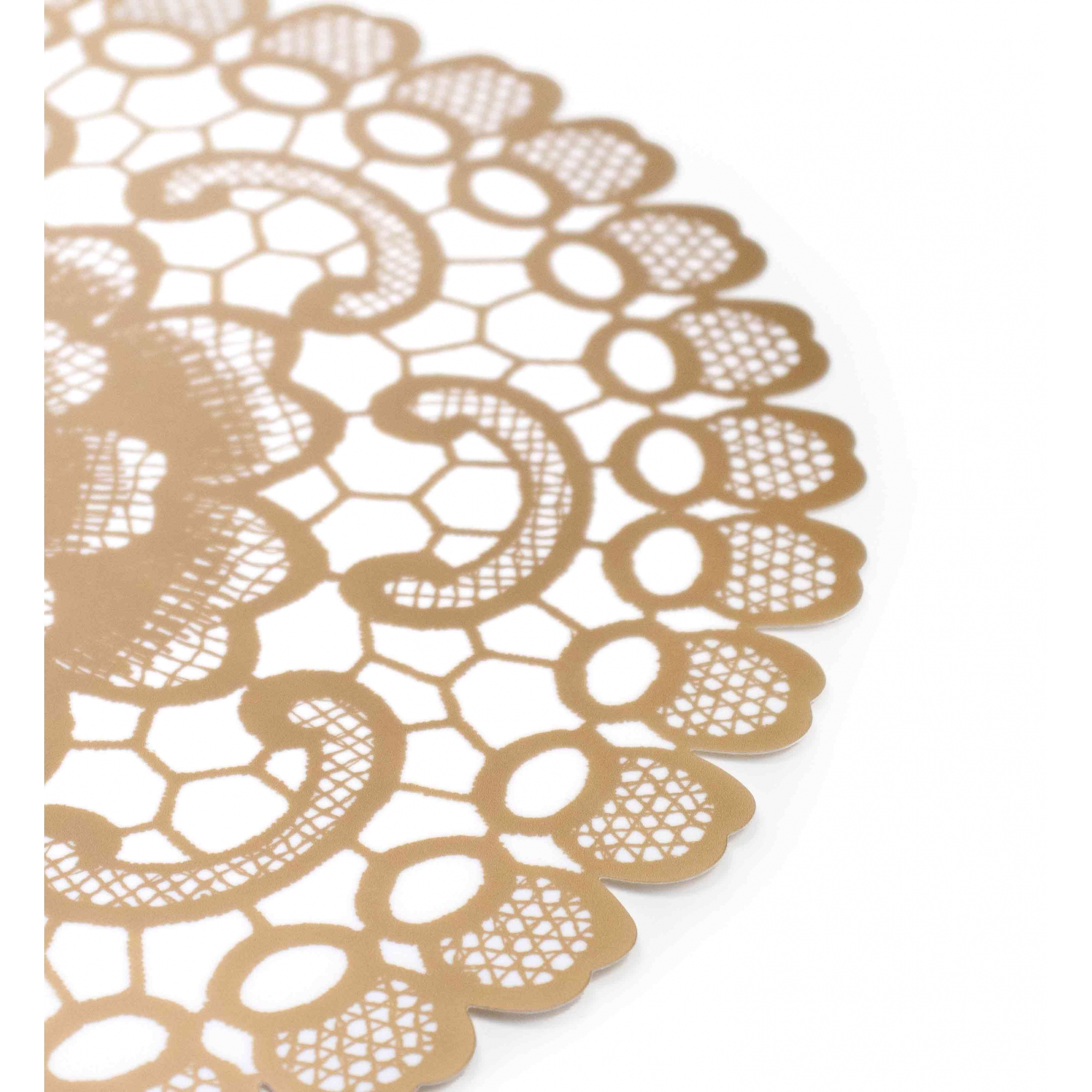 Jogo Americano Redondo de Plástico Flor Dourado 38 cm - D'Rossi
