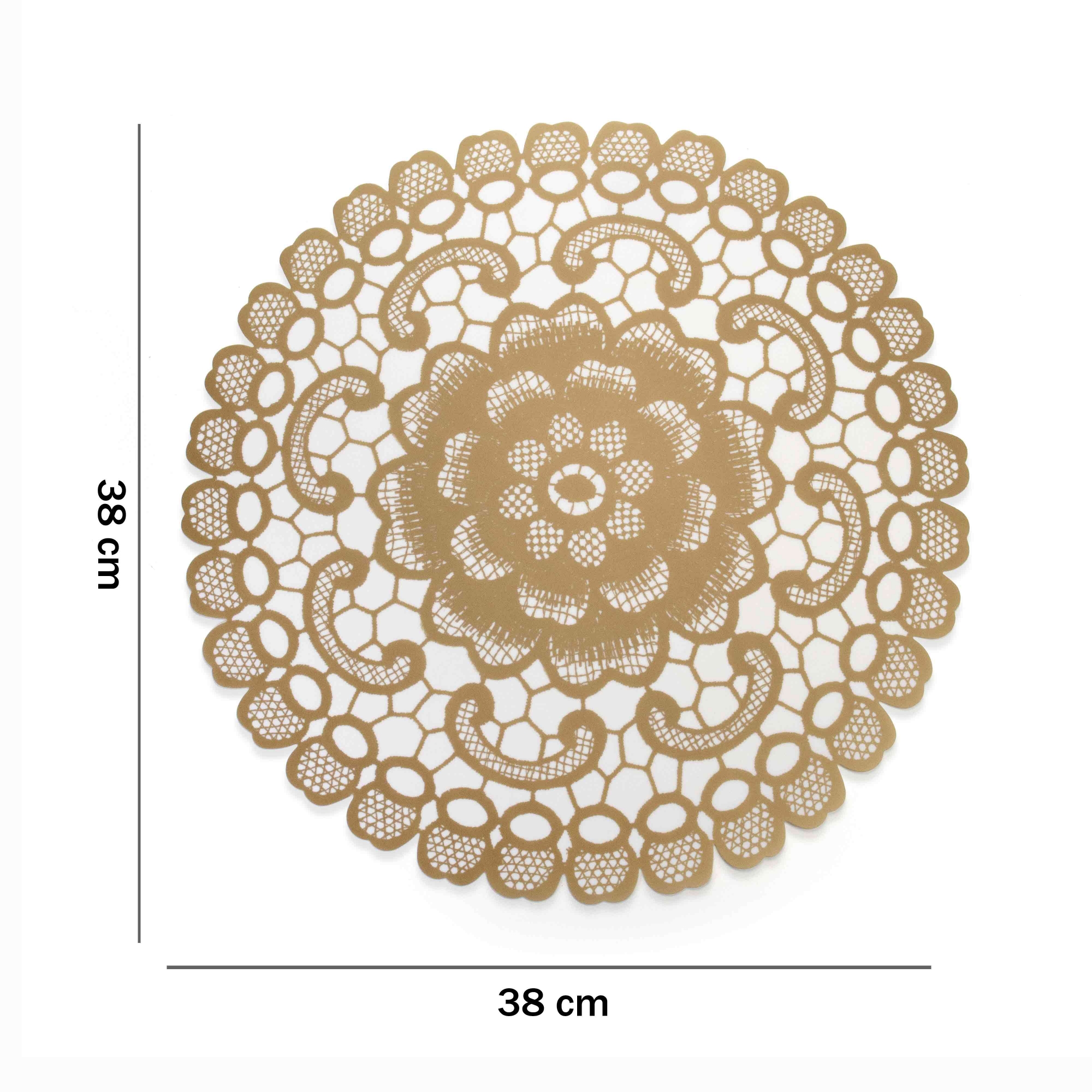 Jogo Americano Redondo de Plástico Flor Dourado 38 cm - D'Rossi