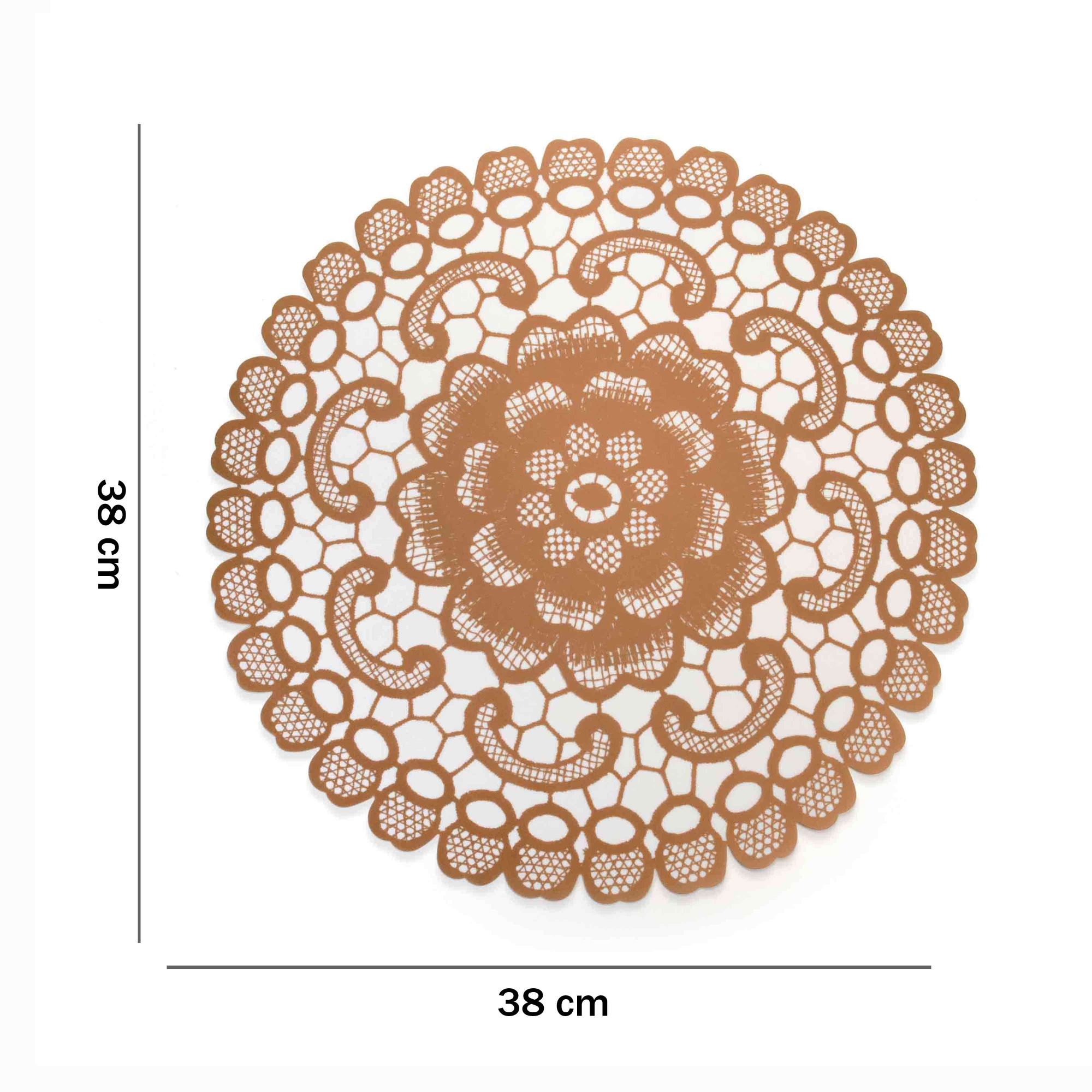 Jogo Americano Redondo de Plástico Flor Rosê 38 cm - D'Rossi