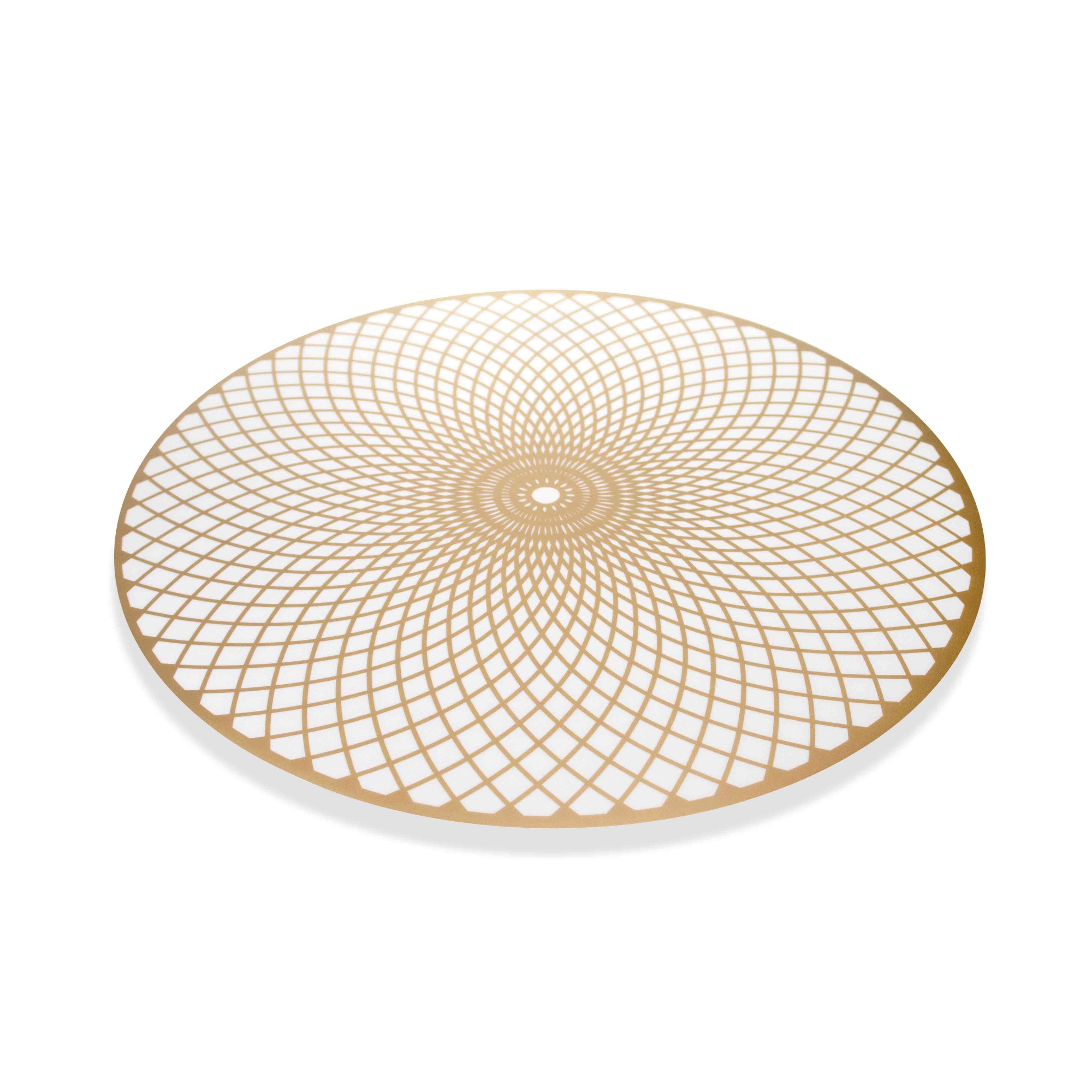 Jogo Americano Redondo de Plástico Mandala Dourado 38 cm - D'Rossi