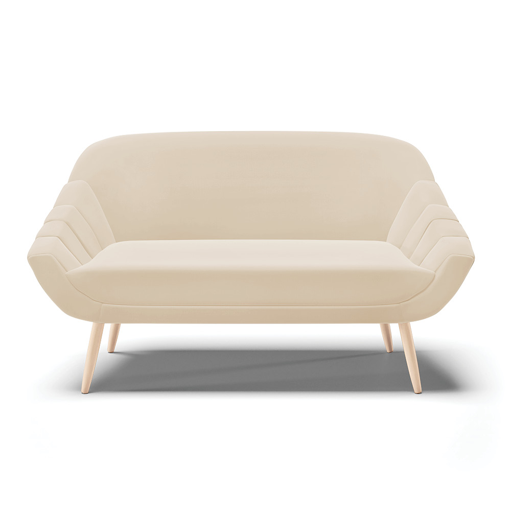Kit 01 Namoradeira 02 Lugares e 01 Poltrona Giovana Suede Bege Pés Palito Natural - D'Rossi