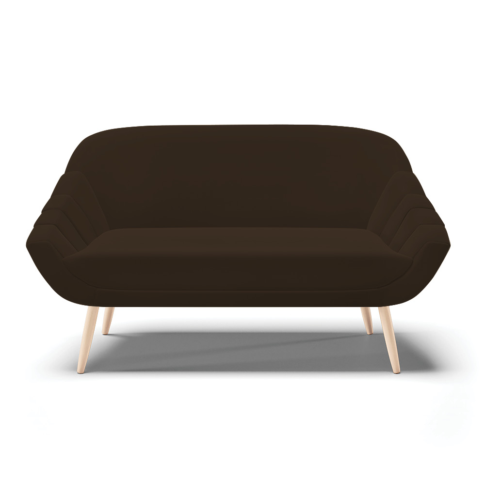 Kit 01 Namoradeira 02 Lugares e 01 Poltrona Giovana Suede Marrom Pés Palito Natural - D'Rossi