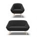 Kit 01 Namoradeira 02 Lugares e 01 Poltrona Giovana Suede Preto Pés Palito Natural - D'Rossi