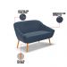 Kit 01 Namoradeira 02 Lugares e 01 Poltrona Giratória Giovana Suede Azul Marinho Base Madeira MA30 - D'Rossi