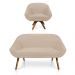 Kit 01 Namoradeira 02 Lugares e 01 Poltrona Giratória Giovana Suede Base Madeira MM30 - D'Rossi