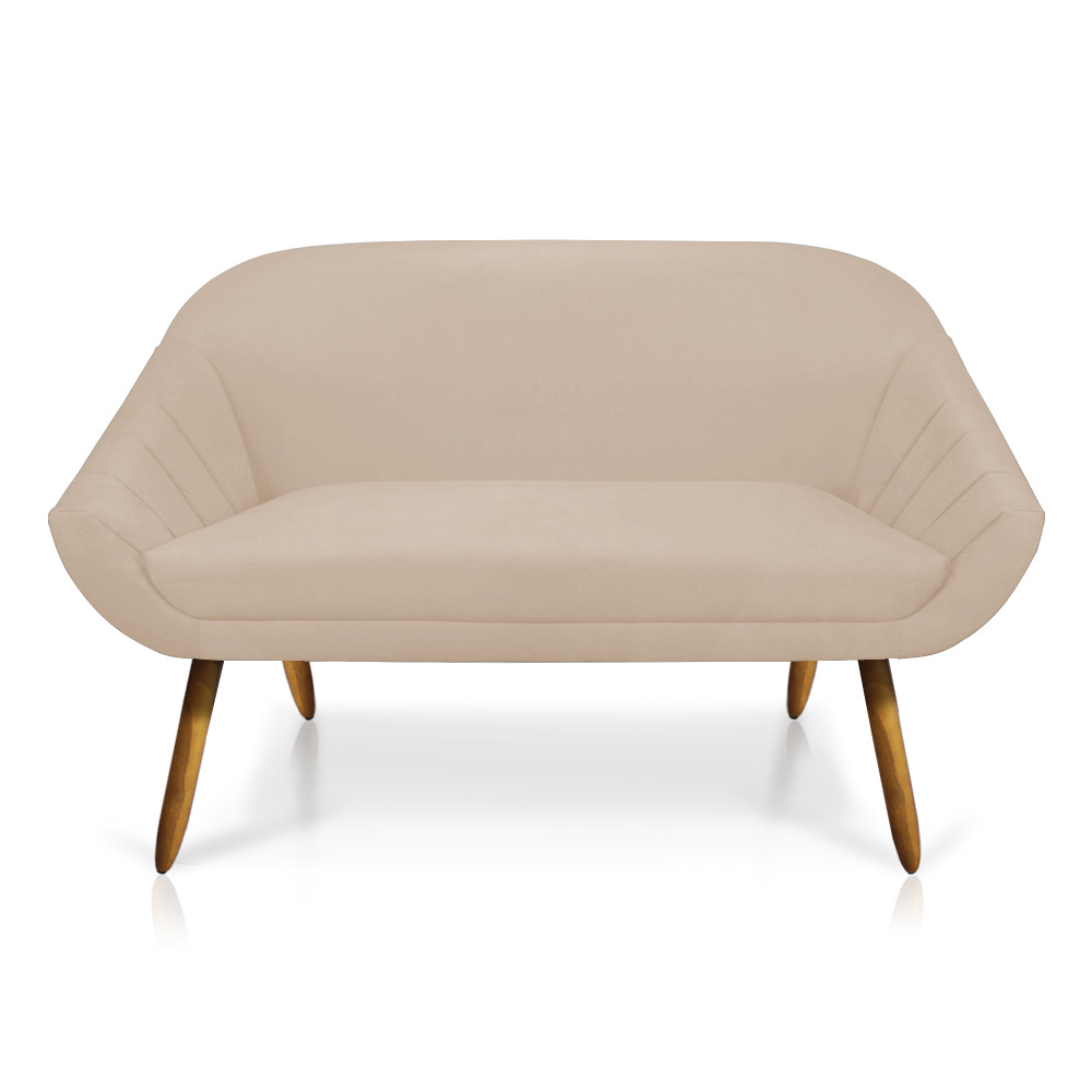Kit 01 Namoradeira 02 Lugares e 01 Poltrona Giratória Giovana Suede Base Madeira MM30 - D'Rossi