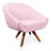Kit 01 Namoradeira 02 Lugares e 01 Poltrona Giratória Giovana Suede Rosa Bebê Base Madeira MM30 - D'Rossi