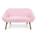 Kit 01 Namoradeira 02 Lugares e 01 Poltrona Giratória Giovana Suede Rosa Bebê Base Madeira MM30 - D'Rossi