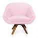 Kit 01 Namoradeira 02 Lugares e 01 Poltrona Giratória Giovana Suede Rosa Bebê Base Madeira MM30 - D'Rossi