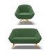 Kit 01 Namoradeira 02 Lugares e 01 Poltrona Giratória Giovana Suede Verde Base Madeira MA30 - D'Rossi
