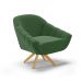 Kit 01 Namoradeira 02 Lugares e 01 Poltrona Giratória Giovana Suede Verde Base Madeira MA30 - D'Rossi