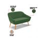 Kit 01 Namoradeira 02 Lugares e 01 Poltrona Giratória Giovana Suede Verde Base Madeira MA30 - D'Rossi