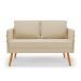 Kit 01 Namoradeira 02 Lugares e 01 Poltrona Mari Suede Bege Base de Madeira MA30 - D'Rossi
