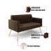 Kit 01 Namoradeira 02 Lugares e 01 Poltrona Marisa Suede Marrom Pés Palito Natural D'Rossi