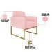 Kit 01 Namoradeira 02 Lugares e 01 Poltrona Marisa Suede Rosa Bebê Base Industrial Metálica Dourado D'Rossi