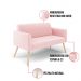 Kit 01 Namoradeira 02 Lugares e 01 Poltrona Marisa Suede Rosa Bebê Pés Palito Natural D'Rossi
