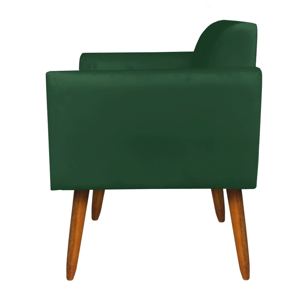 Kit 01 Namoradeira 02 Lugares e 01 Poltrona Marisa Suede Verde Base Giratória Madeira MA30 D'Rossi