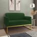 Kit 01 Namoradeira 02 Lugares e 01 Poltrona Marisa Suede Verde Base Industrial Metálica Dourado D'Rossi