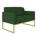 Kit 01 Namoradeira 02 Lugares e 01 Poltrona Marisa Suede Verde Base Industrial Metálica Dourado D'Rossi