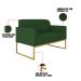 Kit 01 Namoradeira 02 Lugares e 01 Poltrona Marisa Suede Verde Base Industrial Metálica Dourado D'Rossi